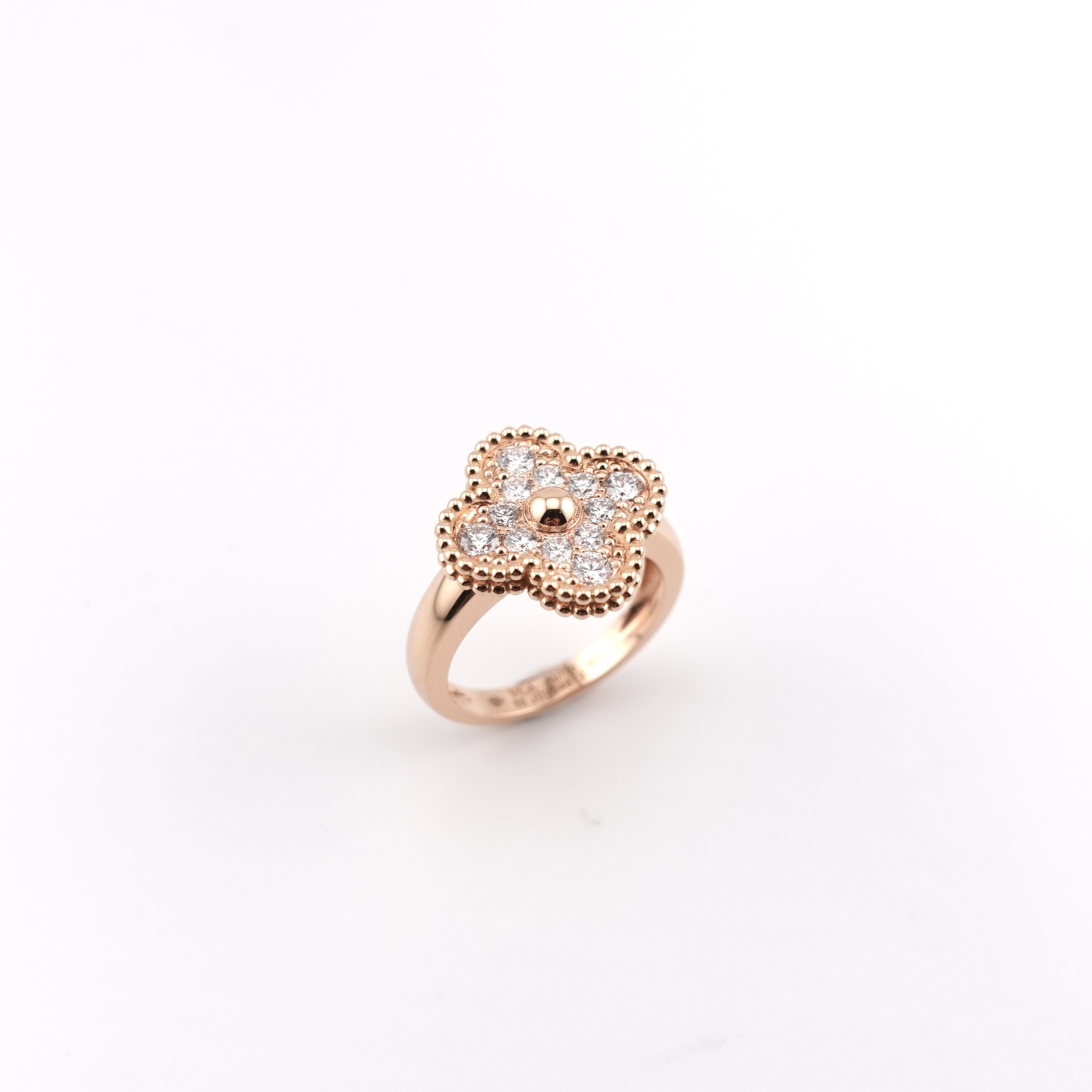 VAN CLEEF & ARPELS VINTAGE ALHAMBRA RING, PAVE' DIAMONDS