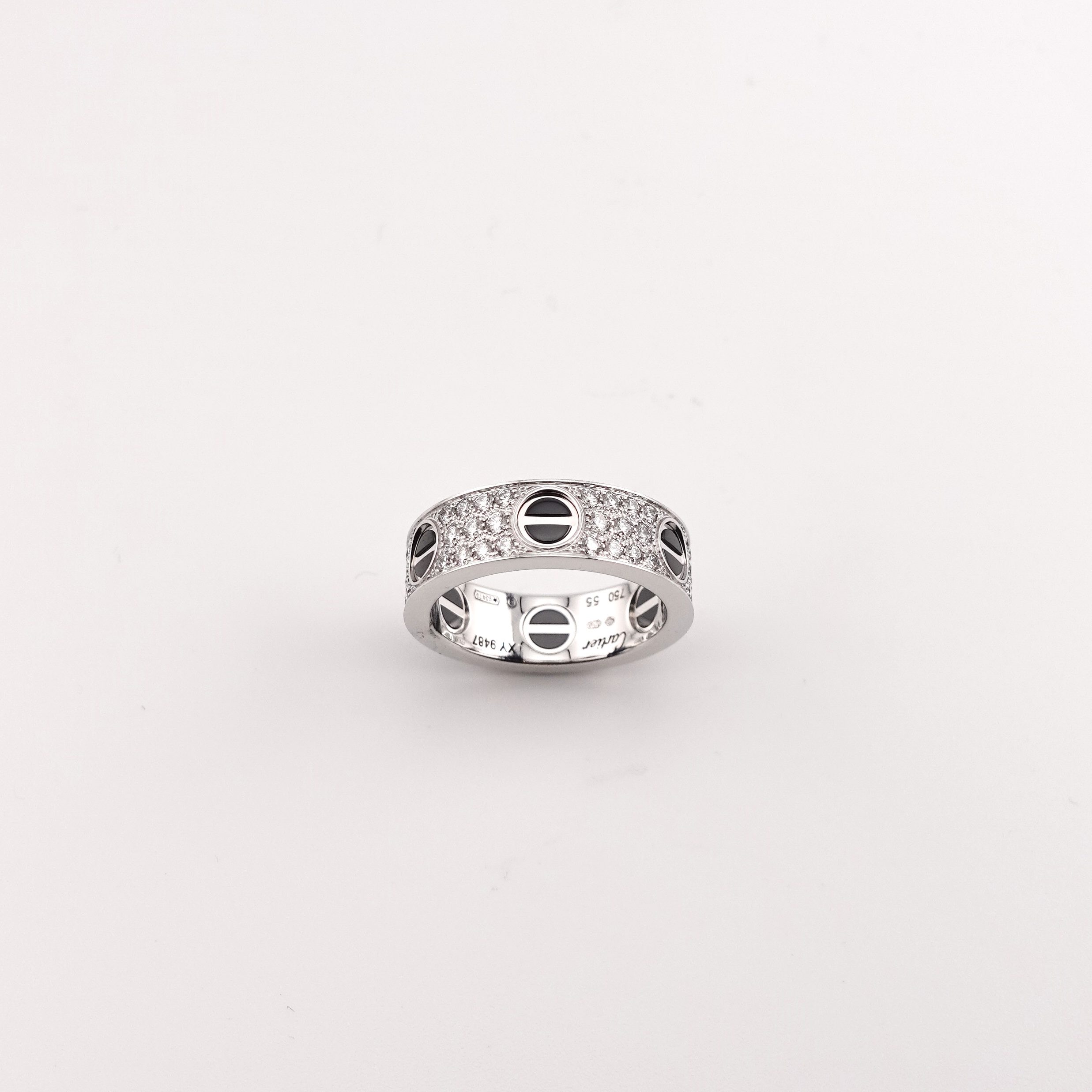 CARTIER LOVE RING, DIAMOND-PAVED, BLACK CERAMIC